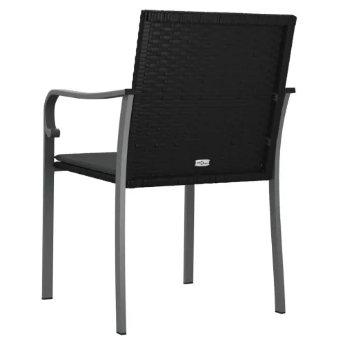  2 db fekete polyrattan kerti szék párnával 56 x 59 x 84 cm