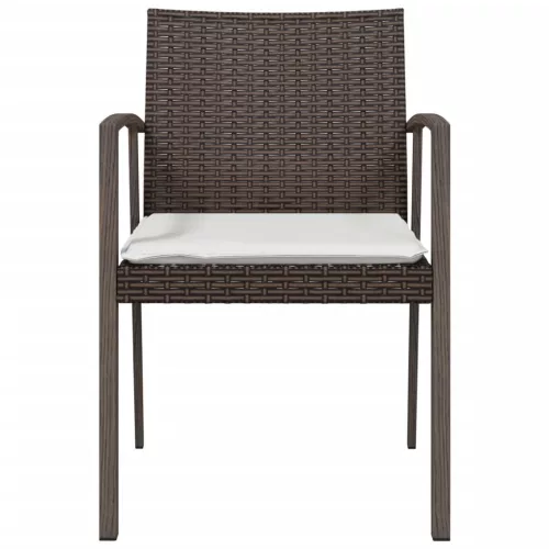  2 db barna polyrattan kerti szék párnával 56,5 x 57 x 83 cm