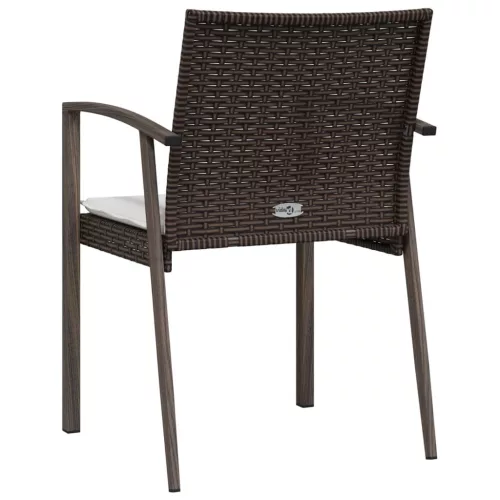  2 db barna polyrattan kerti szék párnával 56,5 x 57 x 83 cm