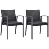  2 db fekete polyrattan kerti szék párnával 56,5 x 57 x 83 cm