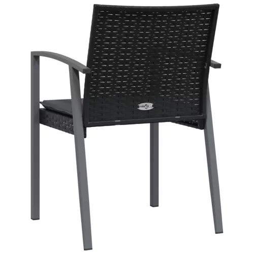  2 db fekete polyrattan kerti szék párnával 56,5 x 57 x 83 cm