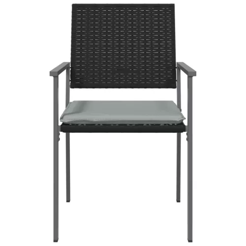  2 db fekete polyrattan kerti szék párnával 56 x 62,5 x 89 cm