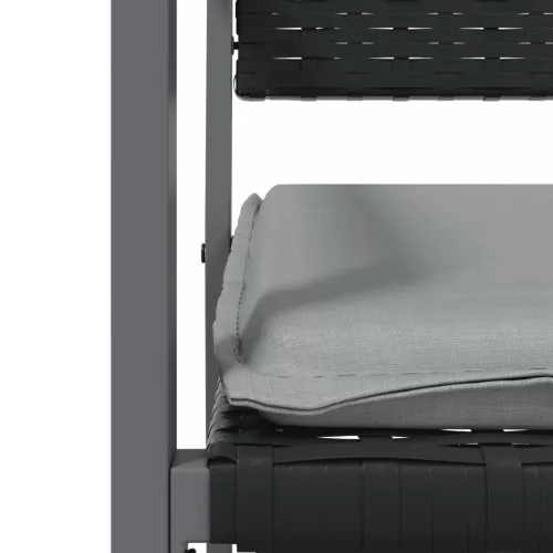  2 db fekete polyrattan kerti szék párnával 56 x 62,5 x 89 cm