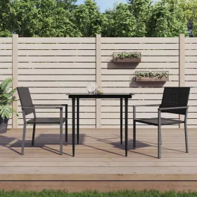  2 db fekete polyrattan kerti szék 54 x 62,5 x 89 cm