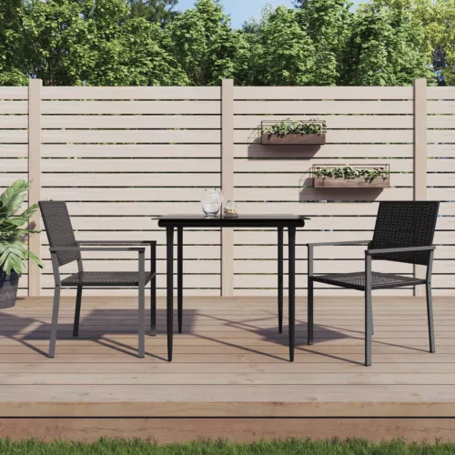  2 db fekete polyrattan kerti szék 54 x 62,5 x 89 cm