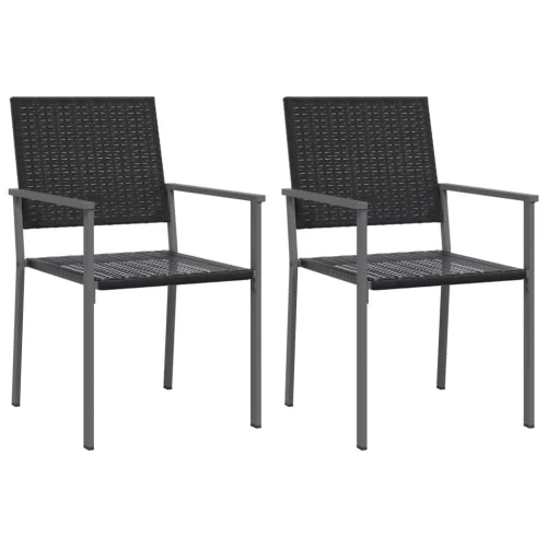  2 db fekete polyrattan kerti szék 54 x 62,5 x 89 cm