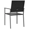  2 db fekete polyrattan kerti szék 54 x 62,5 x 89 cm