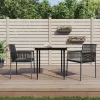  2 db fekete polyrattan kerti szék párnával 54 x 60,5 x 83,5 cm