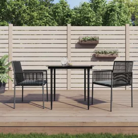    2 db fekete polyrattan kerti szék párnával 54 x 60,5 x 83,5 cm