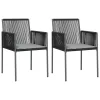  2 db fekete polyrattan kerti szék párnával 54 x 60,5 x 83,5 cm