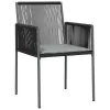  2 db fekete polyrattan kerti szék párnával 54 x 60,5 x 83,5 cm