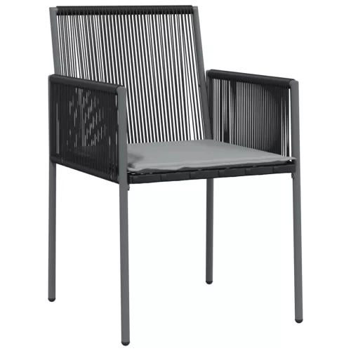  2 db fekete polyrattan kerti szék párnával 54 x 60,5 x 83,5 cm