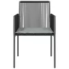  2 db fekete polyrattan kerti szék párnával 54 x 60,5 x 83,5 cm