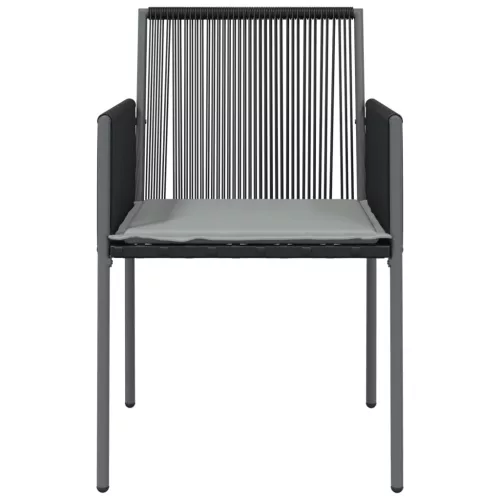  2 db fekete polyrattan kerti szék párnával 54 x 60,5 x 83,5 cm