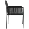  2 db fekete polyrattan kerti szék párnával 54 x 60,5 x 83,5 cm