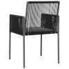  2 db fekete polyrattan kerti szék párnával 54 x 60,5 x 83,5 cm