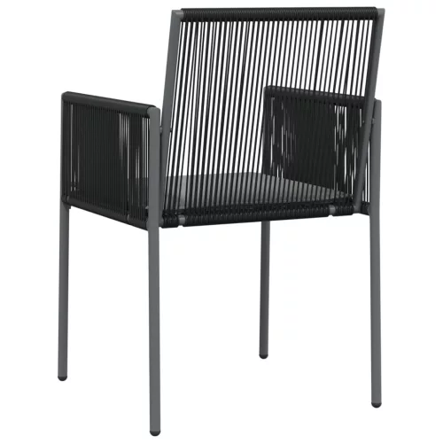  2 db fekete polyrattan kerti szék párnával 54 x 60,5 x 83,5 cm