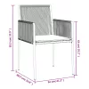  2 db fekete polyrattan kerti szék párnával 54 x 60,5 x 83,5 cm
