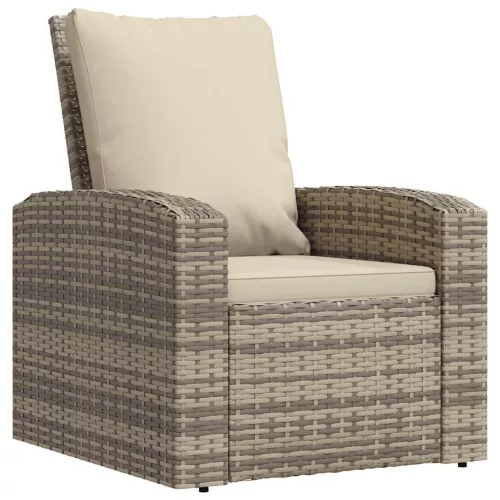  világosbarna polyrattan dönthető kerti szék párnákkal