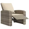  világosbarna polyrattan dönthető kerti szék párnákkal