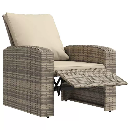  világosbarna polyrattan dönthető kerti szék párnákkal