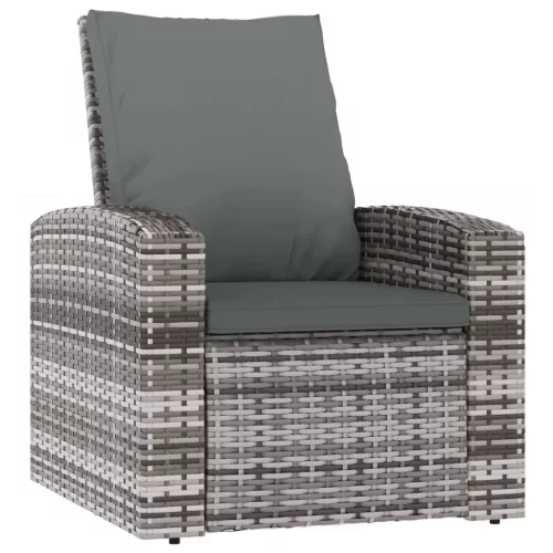  szürke polyrattan dönthető kerti szék párnával