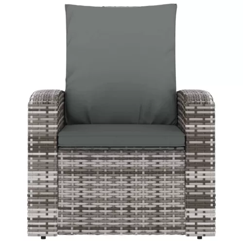  szürke polyrattan dönthető kerti szék párnával