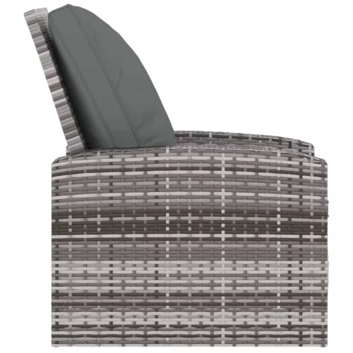  szürke polyrattan dönthető kerti szék párnával