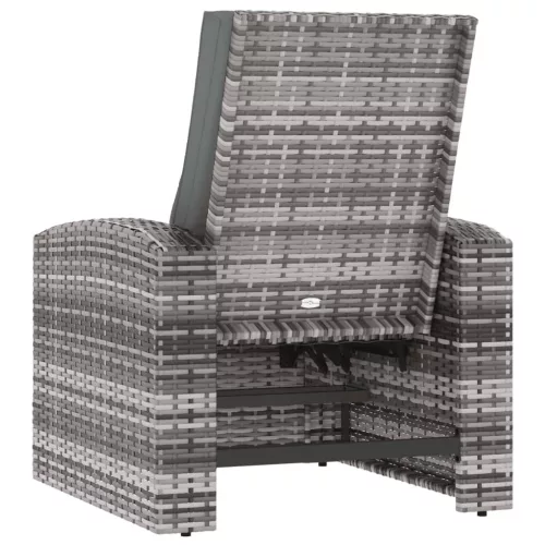  szürke polyrattan dönthető kerti szék párnával