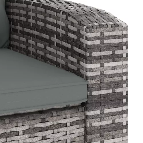  szürke polyrattan dönthető kerti szék párnával