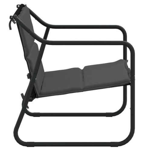  kétszemélyes antracitszürke acél kerti pad párnával