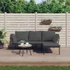  3 részes polyrattan kerti ülőgarnitúra sötétszürke párnákkal