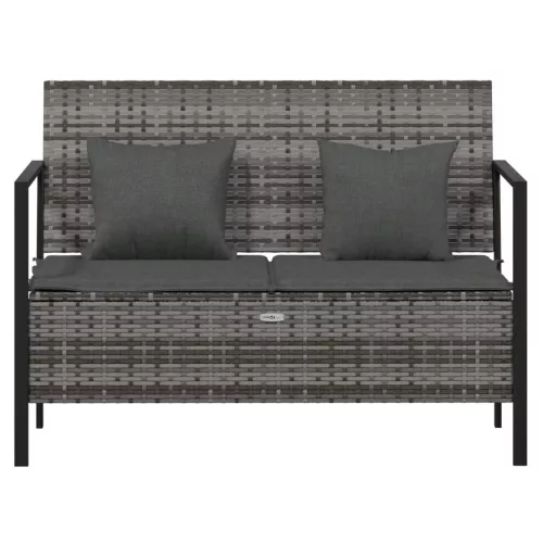  2 személyes szürke polyrattan kerti kanapé párnával