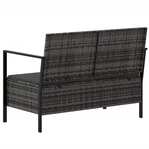  2 személyes szürke polyrattan kerti kanapé párnával