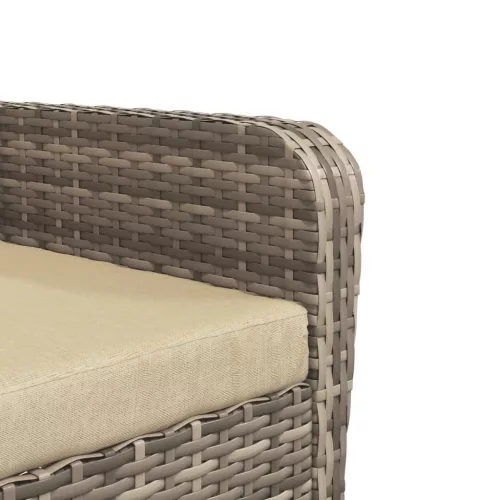  világosbarna polyrattan kerti szék lábtartóval