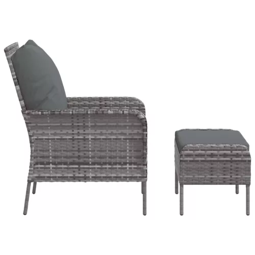  szürke polyrattan kerti szék lábtartóval