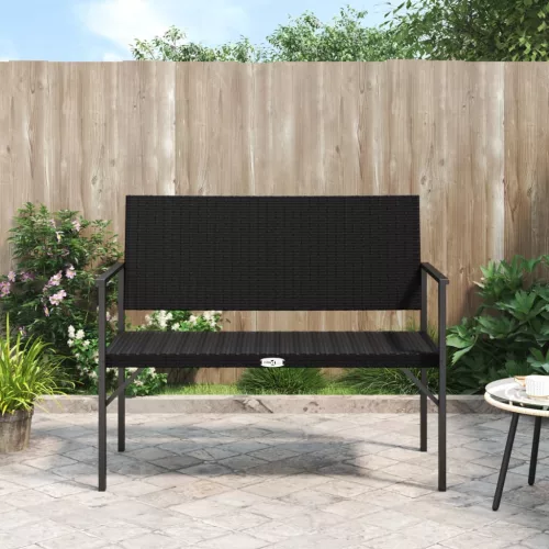  fekete 2-személyes polyrattan kerti pad