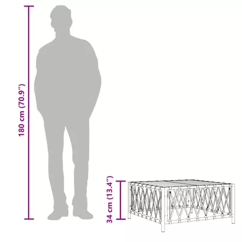  fehér szőtt szövet kerti asztal 70 x 70 x 34 cm