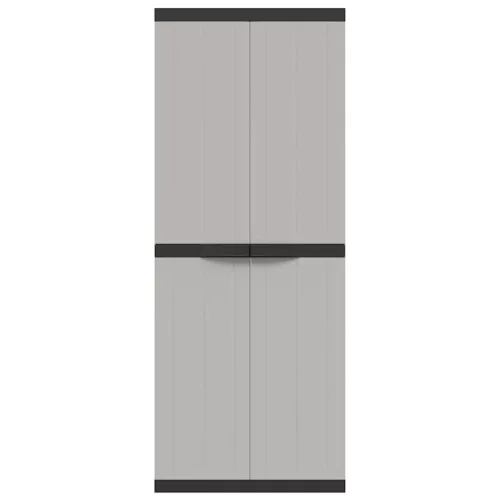  szürke és fekete PP kültéri tárolószekrény 65 x 37 x 165 cm