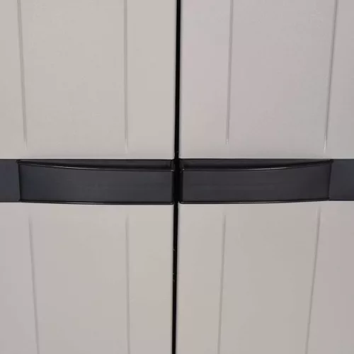  szürke és fekete PP kültéri tárolószekrény 97 x 37 x 165 cm