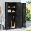  fekete PP kültéri tárolószekrény 97 x 37 x 165 cm