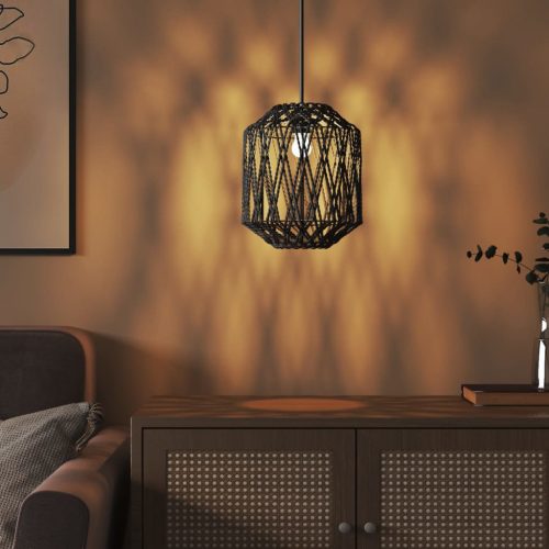  fekete vas és papír lámpaernyő Ø23 x 28 cm