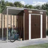 barna kerti fészer meghosszabbított tetővel 277x107x181 cm