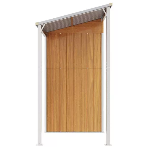 világosbarna fészer meghosszabbított tetővel 277x107x181 cm