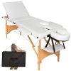 WHITE 3-ZONE WOODEN MASSAGE BED WITH CARRYING BAG
