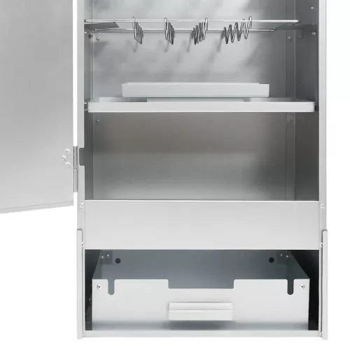  horganyzott acél BBQ füstölőkemence faaprítékkal 44,5x29x110 cm