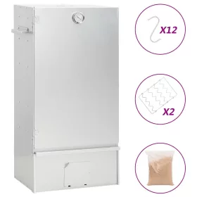    horganyzott acél BBQ füstölőkemence faaprítékkal 44,5x29x83 cm