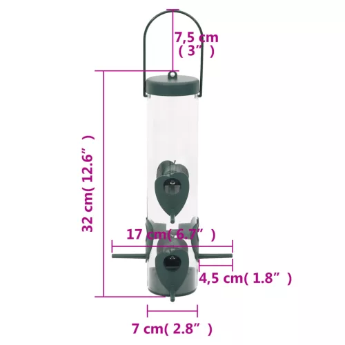  3 db sötétzöld madáretető 17 x 17 x 32 cm