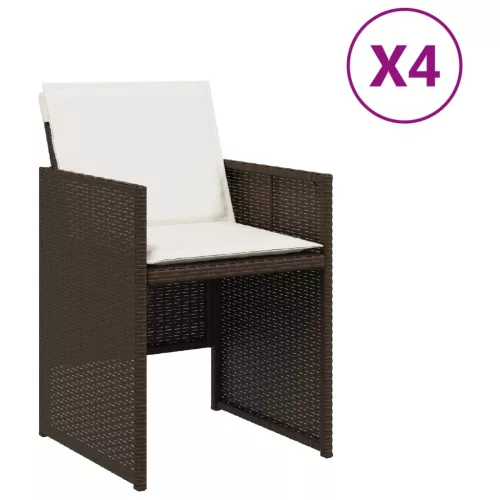  4 db barna polyrattan kerti szék párnával