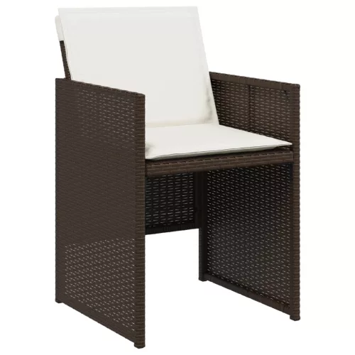  4 db barna polyrattan kerti szék párnával